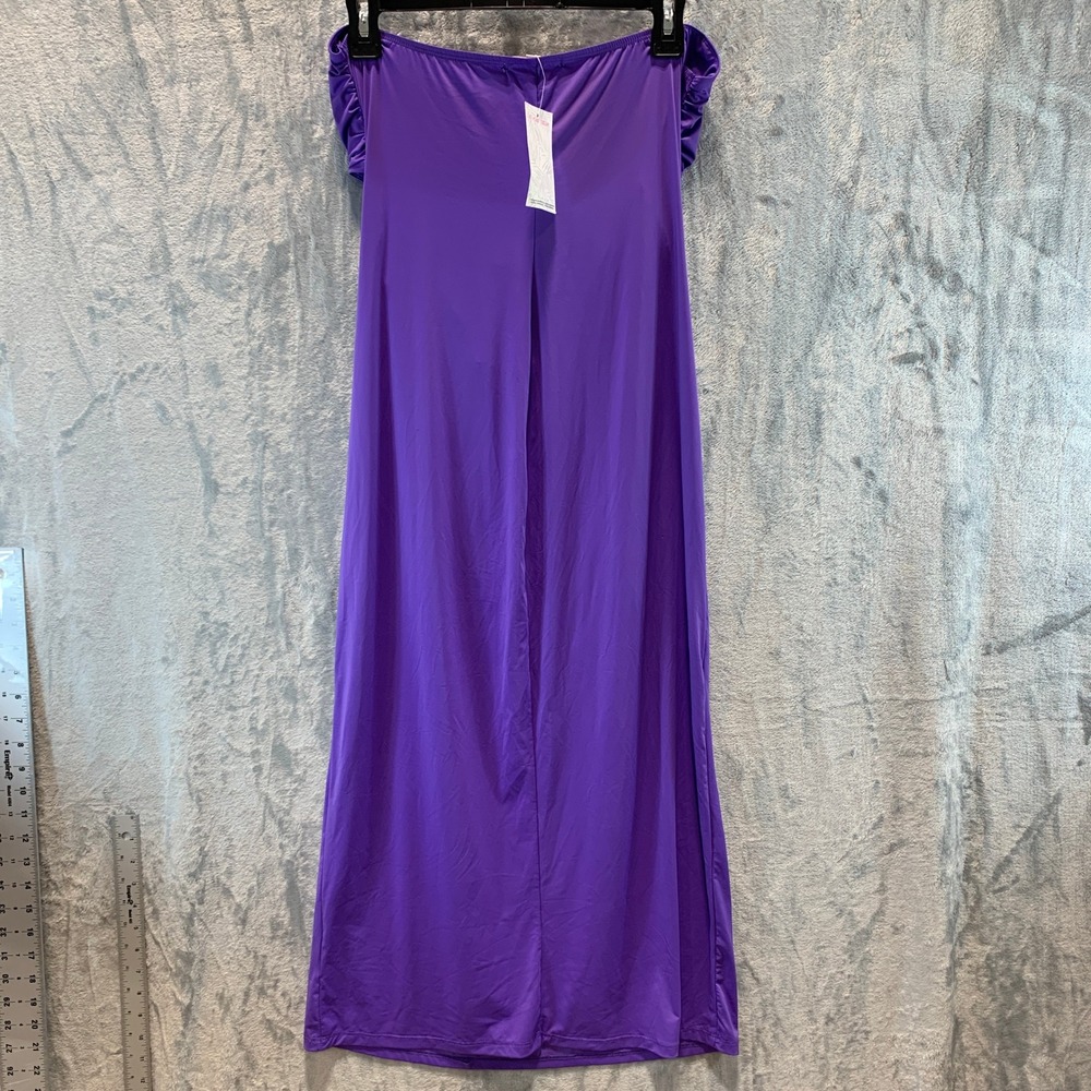 Miken Swim Womens Strapless Cutout Maxi Dress Purple Seashell Fairy Mermaid L